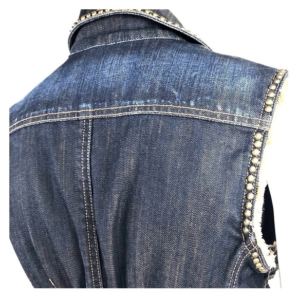 BNWT-STYLISH Studded Denim Vest PlushPremium Denim - Picture 6 of 8